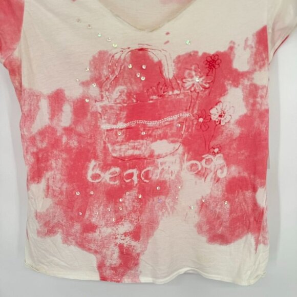 Susan Bristol top Womens size Medium Pink Tie Dye Beach Bag Print T Shirt - Picture 4 of 8